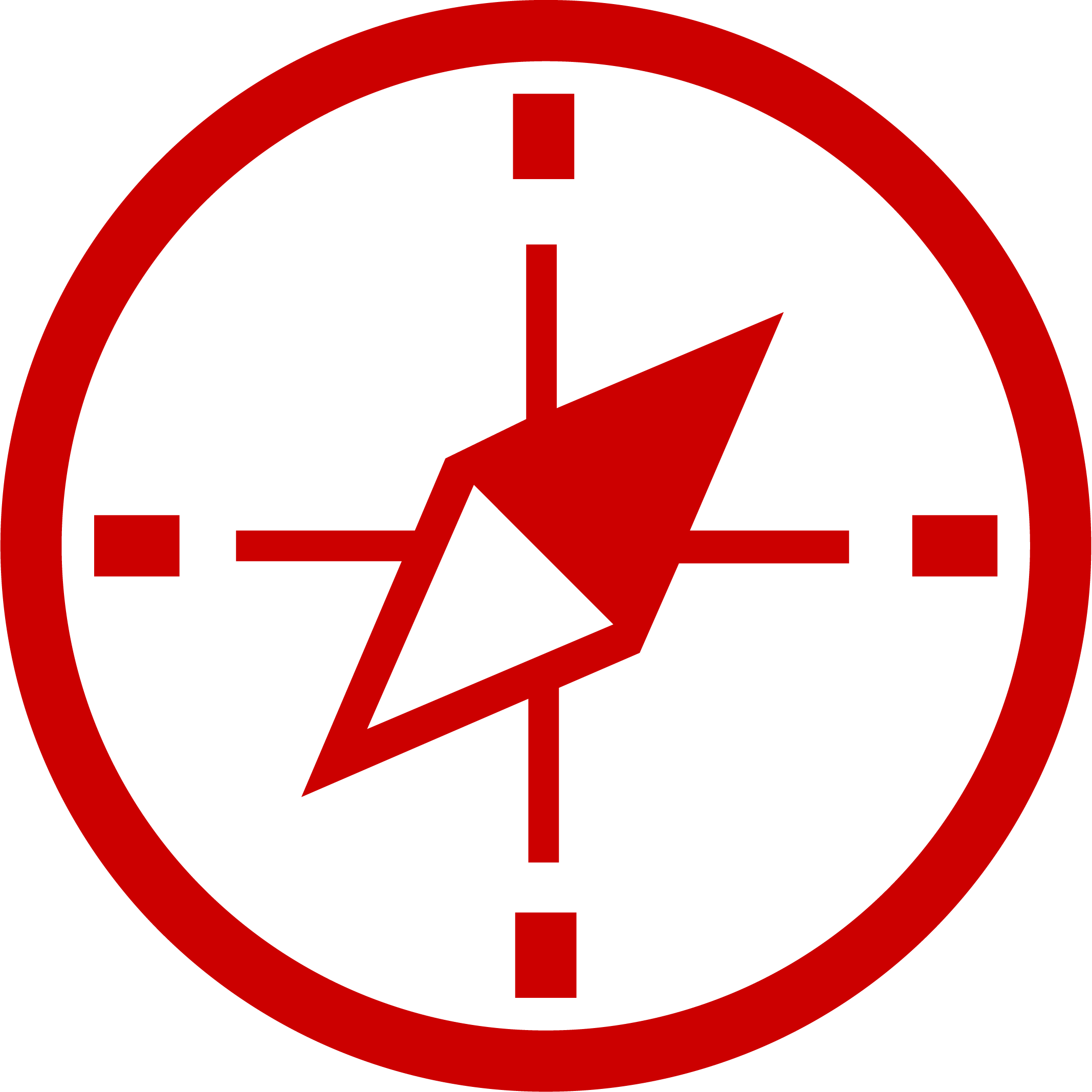 red and white simple compass graphic